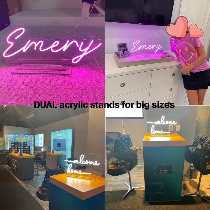 Personalized Neon Signs with Stand, Custom Reception Table Neon Sign, LED Family Name Neon Light Gift for Bedroom Room Wedding Birthday Party, Bar Shop Décor (2 Line Text, 36' Length)