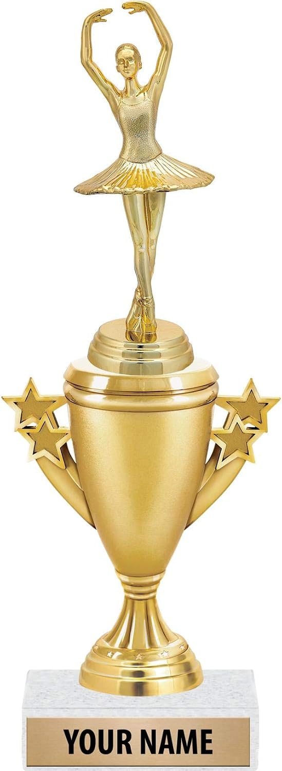 Crown Awards Ballet Trophies - Gold - Ballet Dance Trophy Award - Custom Engraving On White Marble Base