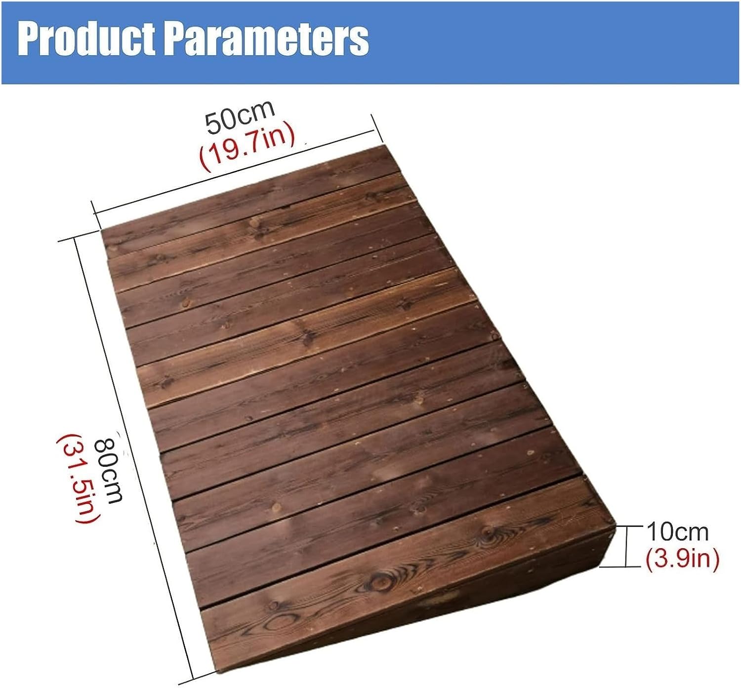 Threshold Ramp, Auxiliary Wood Threshold Ramps for Doorways, 4 5 6 7 8 10 Inch Rise Wheelchair Transition Ramp for Home/Front Door/Yard/Patio, Non Slip (Size : 80x50x10cm/31.5x19.7x4in