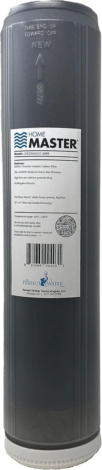 Home Master HMF2SmgCC Whole House Water Filter, 4-layer sediment filter 25 to 1 micron, Powerful Up-Flow KDF85 & Catalytic Carbon 10gpm, 1' NPT ports, Patented heavy steel bracket fits 16' wall studs