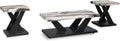 Signature Design by Ashley Cendill Contemporary Faux Marble Table with Casters, Set of 3, White & Black