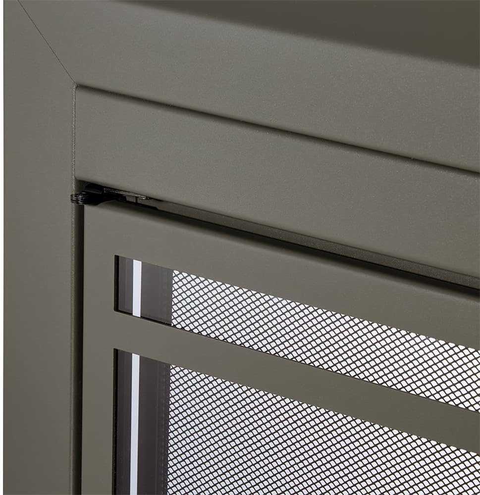 UniFlame - Kendall - Cabinet-Style Fireplace Doors with Smoke Tempered Glass (Color: Gunmetal, Size: Small - Fits Opening 30in to 37in W x 22.5in to 29.5in H)