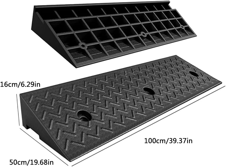 Curb Ramps Threshold Ramp Rise Driveway Ramp for Loading Dock Bike Vehicle Warehouse Sidewalk Wheelchair Car Slope Ramp(39.4x19.7x6.3in)