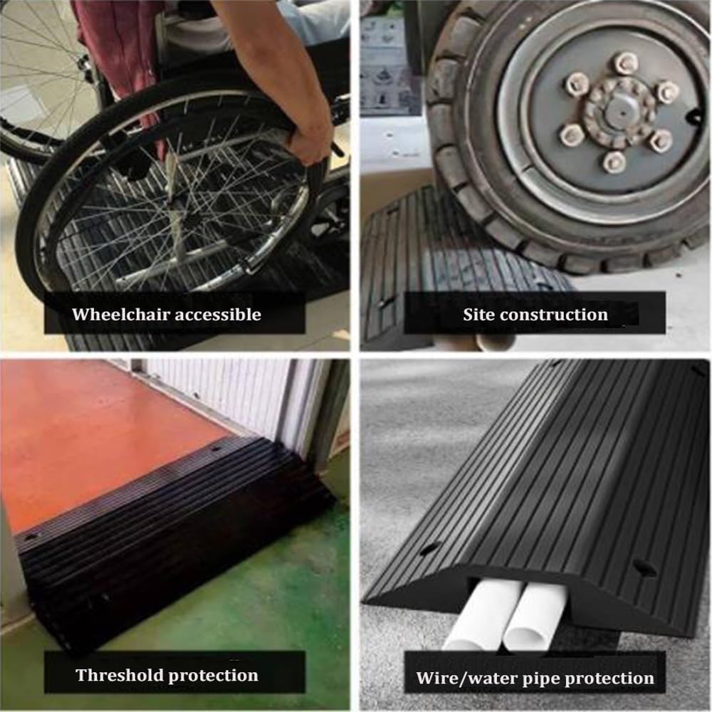 Bridge Ramp Threshold Ramp 2-3in Rise Rubber Ramps for Door Threshold, Wheelchair Ramp Non-Slip Curved Bridge Ramp for Doorway, 600 Lbs Capacity(80x40x8cm/31.4x15.7x3in)