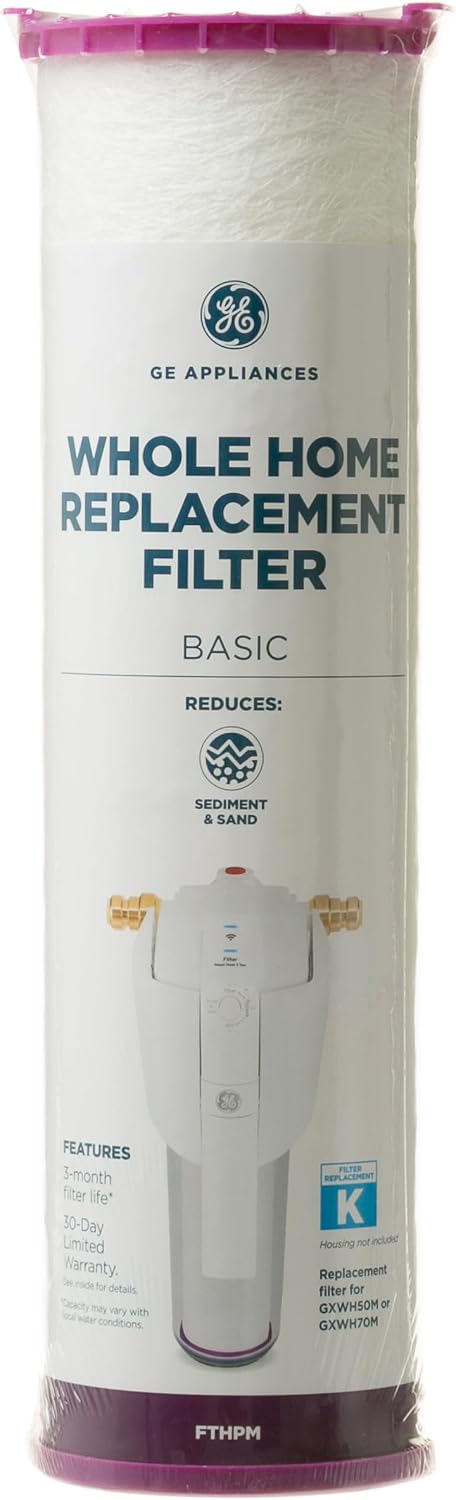 GE FTHPM Whole House Water Filter, Replacement for Water Filtration System, NSF Certified: Reduces Sediment, Rust & Other Impurities, Replace Every 3 Months for Best Results, 1 Filter (Pack of 8)