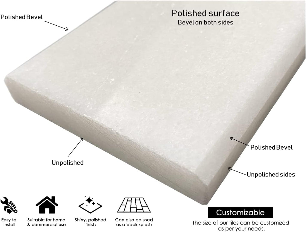 Tenedos Calacatta Gold Marble Threshold (Marble Saddle) – 4'x30' Polished, Premium Natural Stone for Doorway Transitions, Shower Curbs, Window Sills, and Floor Edging
