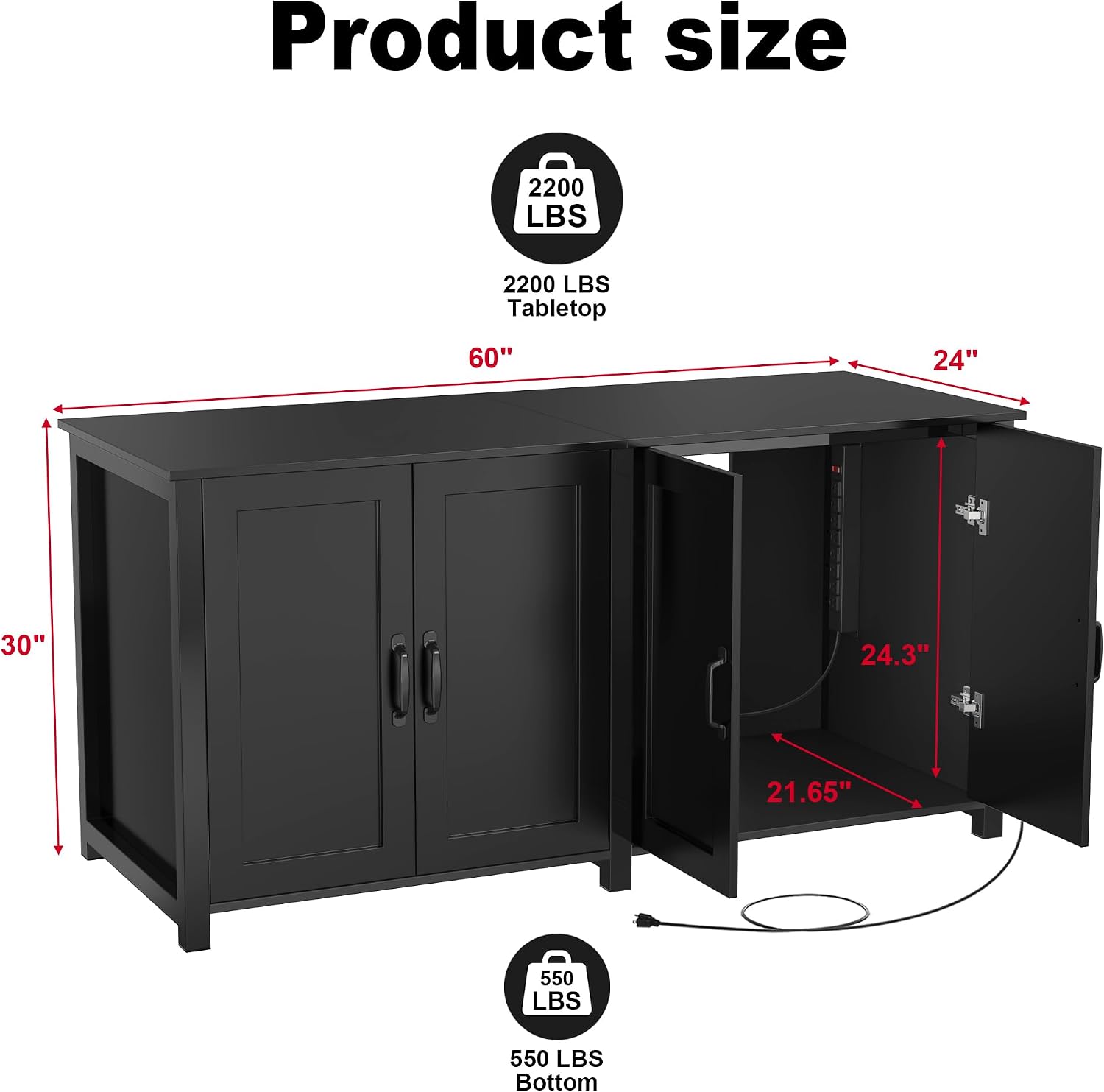 GDLF 100-150 Gallon Fish Tank Stand, 120 Gallon Tank Stand with 60'*24' Tabletop Fits 100/120/150 Volumns Aquariums,2200LBS Capacity Heavy Duty