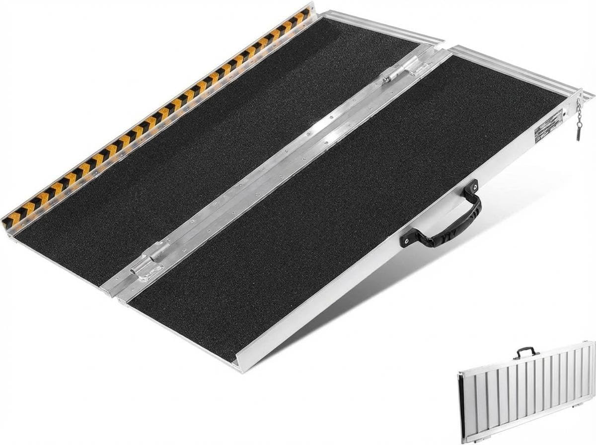 Non-Slip Folding Wheelchair Ramp – Portable Aluminum Threshold Ramp for Doorways, Steps & Stairs – Lightweight Mobility Aid, 600lbs Capacity – 3FT – Ideal for Home, Scooters, Walkers – 3FT,