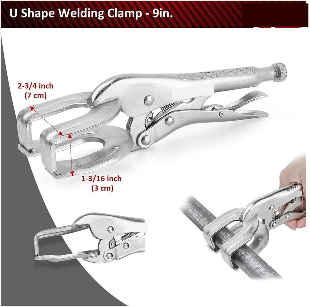 Pipe Expander, 15-Piece Clamp Pliers Set With Tool Bag Long Nose Curved J Straight J Pinch Off Sheet Metal U-Shaped Gripping Locking Clamps