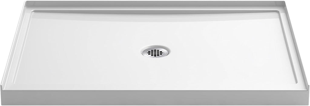 KOHLER K-8659-0 Rely 60' x 42' Acrylic Alcove Shower Base with Single-Threshold, Molded-In Textured Floor, Center Drain, White
