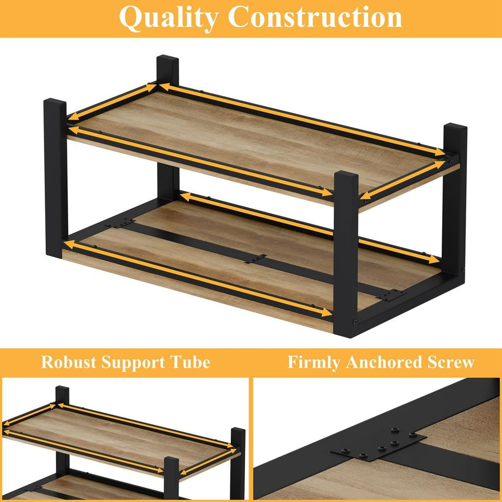 BON AUGURE 43 Inch Coffee Table, Wood and Metal Coffee Tables for Living Room, Rectangle Living Room Table, Small Farmhouse Center Tables for Home Office (Vintage Oak)