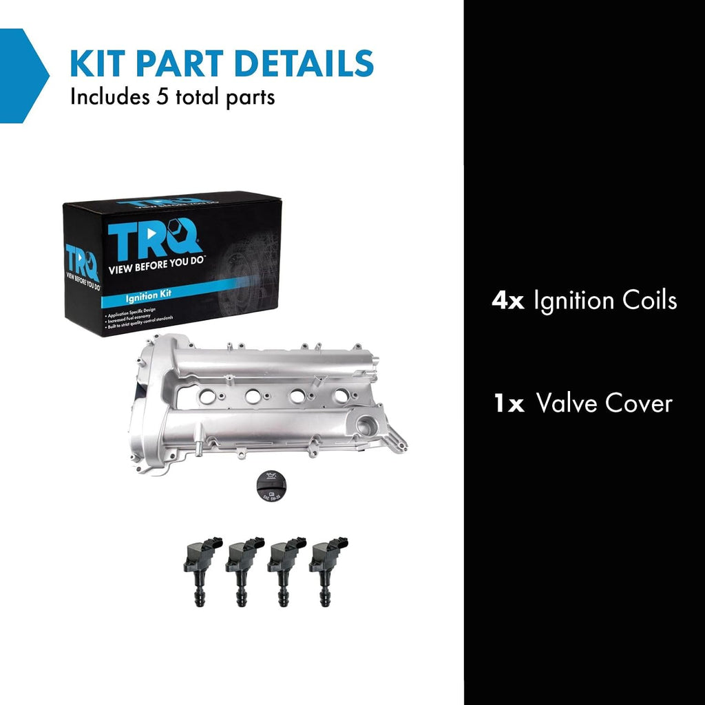 TRQ Ignition Coil Kit 5 Piece Valve Cover Compatible with 2010-2016 Buick LaCrosse 2011-2017 Regal 2012-2017 Verano 2012-2015 Chevrolet Captiva Sport 2010-2017 Equinox GMC Terrain 2013-2014 Malibu