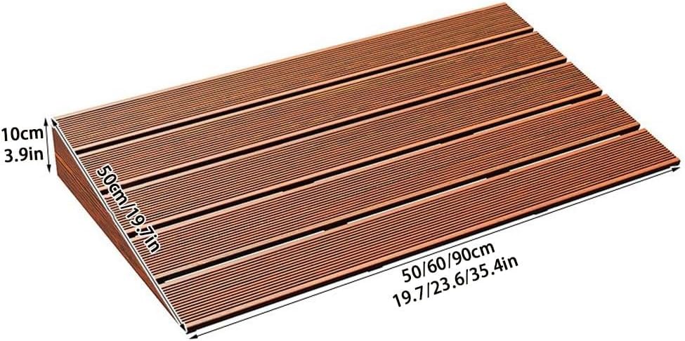 Wooden Threshold Ramp for Doorways and Outdoor Steps, Portable Step Ramp for Wheelchair, Scooter, Pets and Garden Use, Non-Slip Accessibility Ramp(90cm-35.4in)