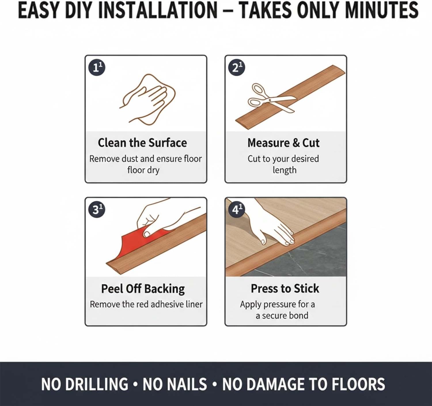 Carpet Threshold Strip Self Adhesive Door Transition Strip, Laminate Flooring Gaps And Doorway Floor Cover, PVC Threshold Edging Trim, Length 3.3ft 6.5ft 9.8ft 20ft(Silver,3'x29.5ft)