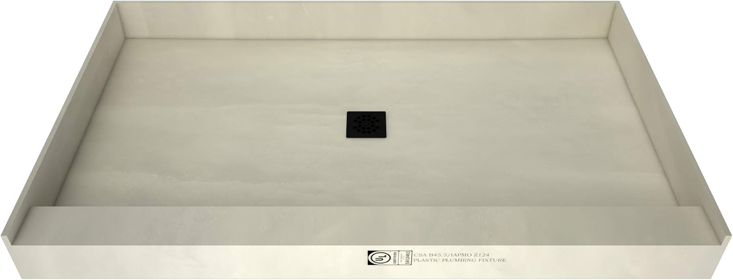 Tile Redi USAP3648C-SCSQMVZ Redi Base Shower Pan, 48' W x 36' D with Flashing, Matte Black