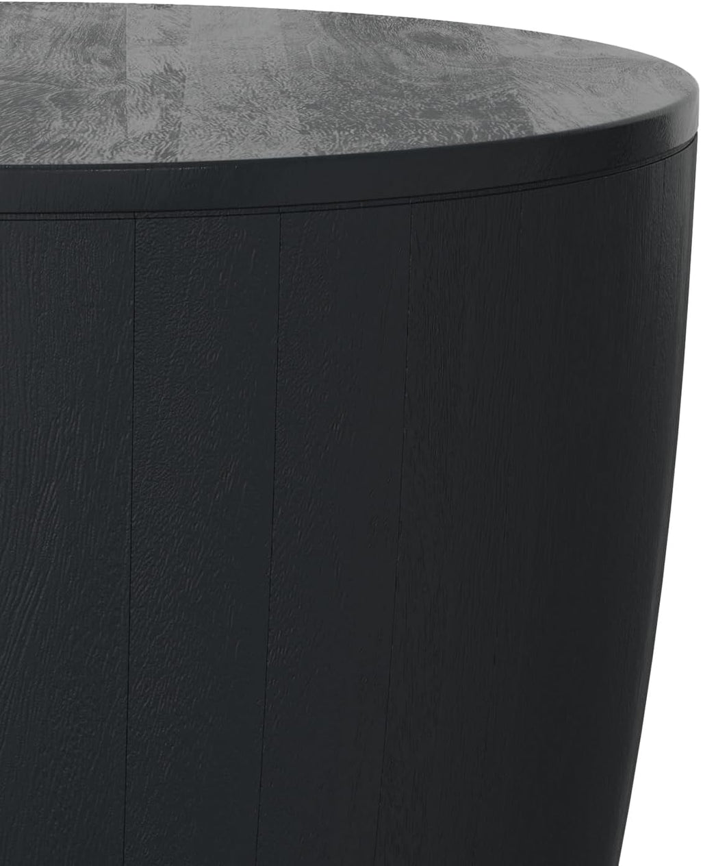SIMPLIHOME Elmbrook End Table - 21 inch Wide Solid Mango Wood Round Drum Table with Vertical Panel Detailing in Black, Modern Nightstand or Plant Stand for Living Room or Bedroom, Assembled