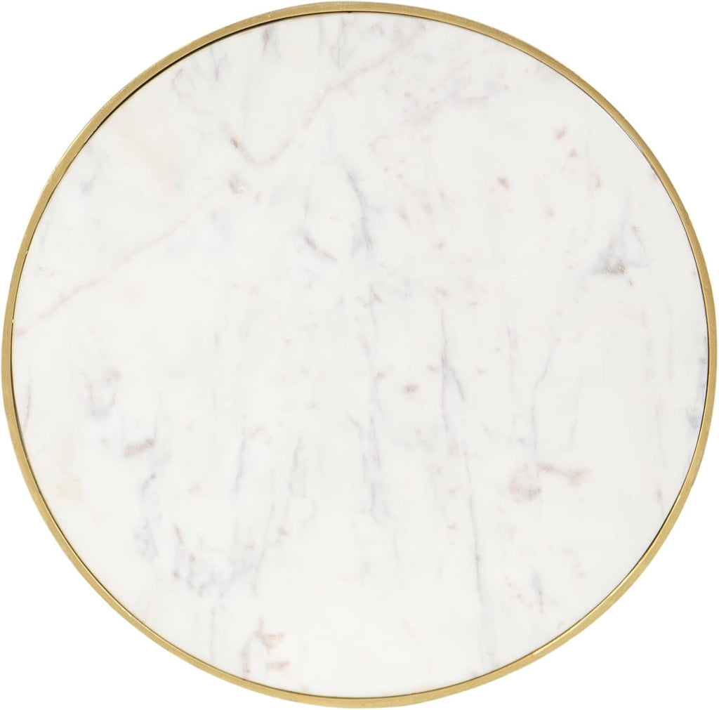Modern White Marble & Gold Nesting Tables Set of 3 | Round Stacking Coffee Table | Accent Side Tables for Living Room, Home Office, Nightstands for Bedroom