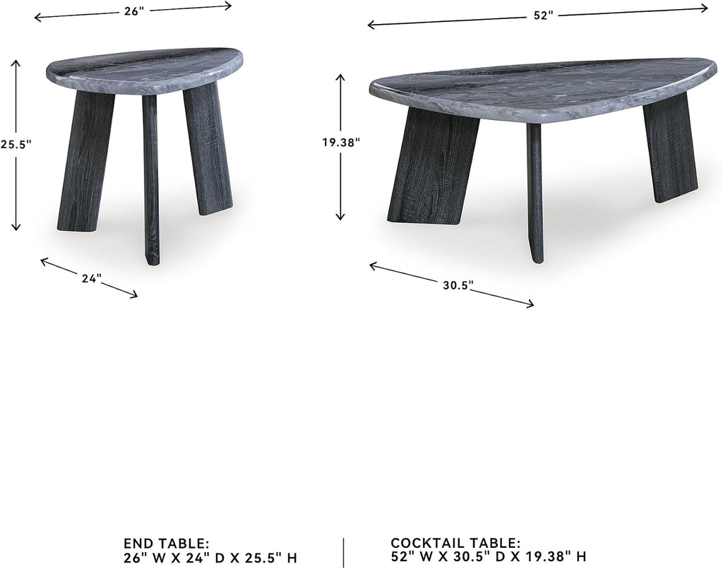 Signature Design by Ashley Bluebond Contemporary Table Set for Living Room, Set of 3, Gray