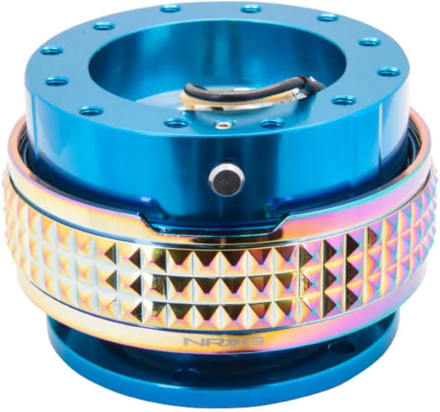 NRG Innovations NRG-SRK-210BL-MC Gen 2.1 Steering Wheel Quick Release Adapter Kit, 6x70 and 6x74mm Bolt Patterns, Blue Body/Neochrome Pyramid Ring