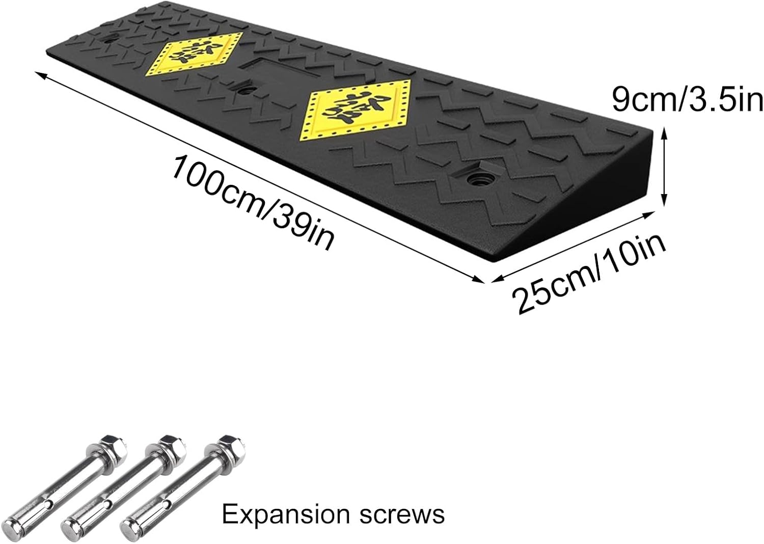 Auto Curb Ramps, Rubber Ramp, 1.6-5.9 In Rise Height Driveway Ramp, Door Threshold Ramp, for Driveway, Loading Dock, Sidewalk, Car, Scooter, Bike, Motorcycle, Wheelchair, Golf Cart(100*25*9cm