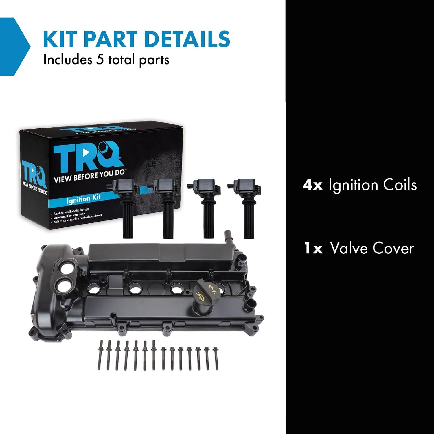 TRQ Ignition Coil Kit 5 Piece Compatible with 2012-2014 Ford Focus