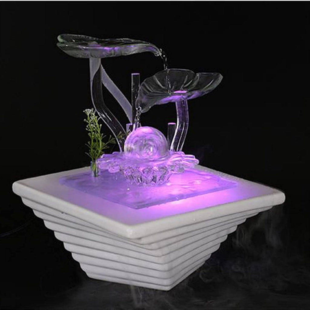 Desktop Fountain Tabletop Water Fountain - Indoor Waterfall Feature Ambient LED Lighting and Natural Waterfall Sounds - for Home Office Desktop Décor Relaxation Indoor Tabletop Fountain