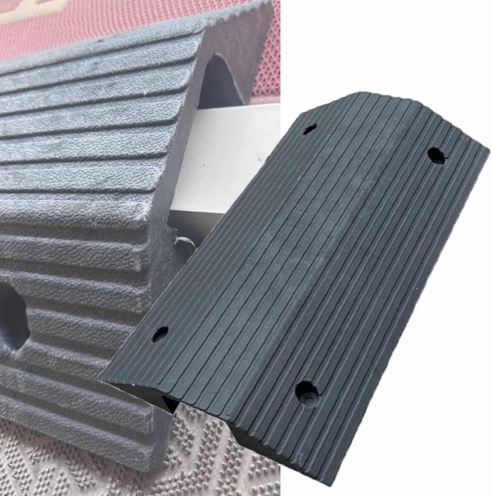 Rubber Threshold Ramp Transition Bridge Ramp for Doorways, Portable Transition Ramp Entryway Ramp High Load, Groove Wide 4.7inch Hige 2.4/3inch(4' Rise/80x45x10cm)