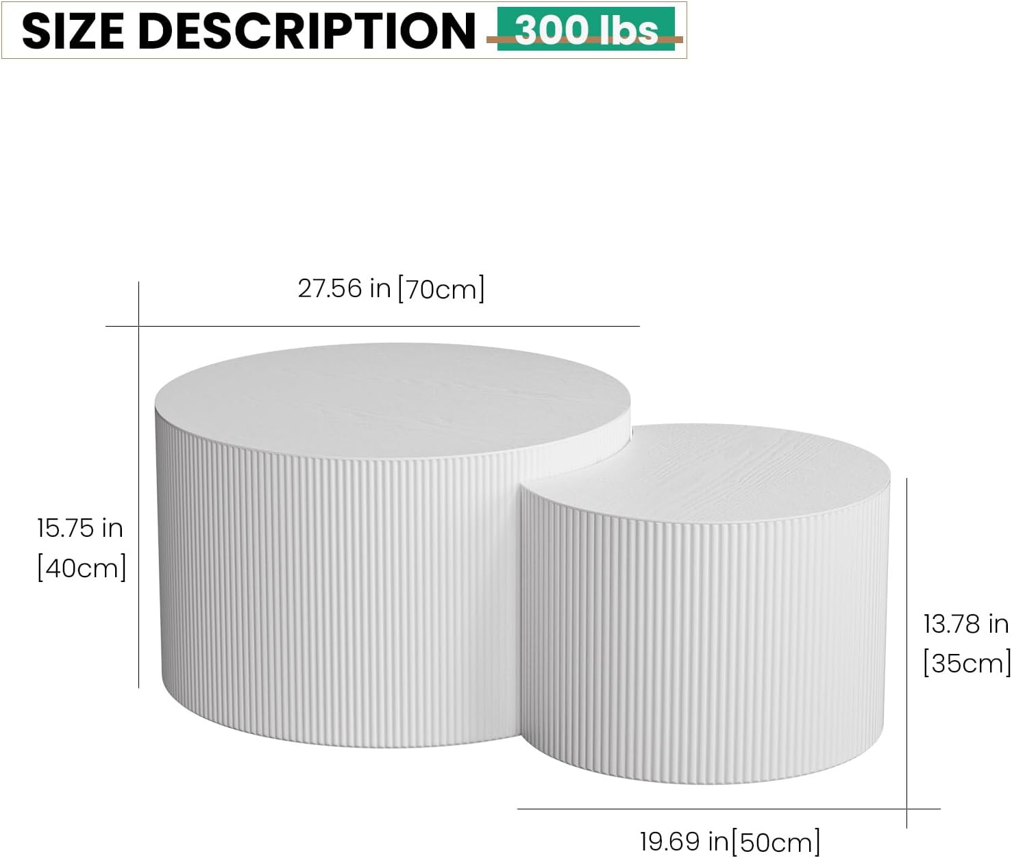 Round Coffee Table Set of 2 Modern Nesting Coffee Tables for Living Room Wave Stripe Round Coffee Table for Living Room Bedroom (B)
