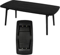 AZUMAYA Folding Legs Table W41.3 x D20.5 x H14.0 Inches Natural Oak and Rubber Wood Material Home and Living Coffee Table Black Wooden Color SGS-229BK
