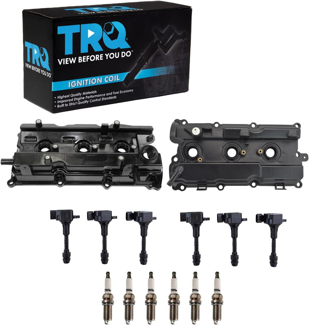 TRQ Ignition Coil & Spark Plug Kit Iridium 6 Piece Compatible with 2002-2004 Infiniti I35 2002-2006 Nissan Altima V6 3.5L 2002-2008 Maxima 2003-2007 Murano 2004-2009 Quest