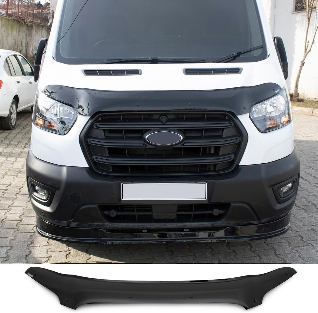 For Ford Transit 2018 2019 2020 2021 2022 2023 2024 Bonnet Protector Guard Front Bug Shield Hood Deflector Hood Stone Hood Shields Piano Black, HD1001
