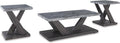 Signature Design by Ashley Bensonale Contemporary Occasional Table Set with Faux Marble Top and Casters, Set of 3, Gray & Dark Brown
