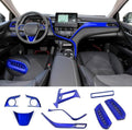 for Toyota Camry LE SE XLE XSE 2021 2022 2023 Models Blue Plastics ABS Full Set of Car Interiors Instrument Panel Center Console Trim Air Outlet Steering Wheel Cover Car Accessories 9pcs