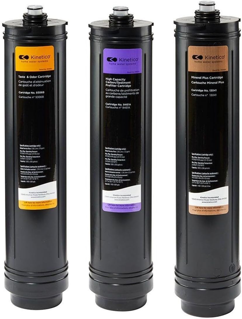 Set of 3 filters for Kinetico Pure + system. (Part No. 9461 PURPLE, 9306 ORANGE & 13041 BRONZE)