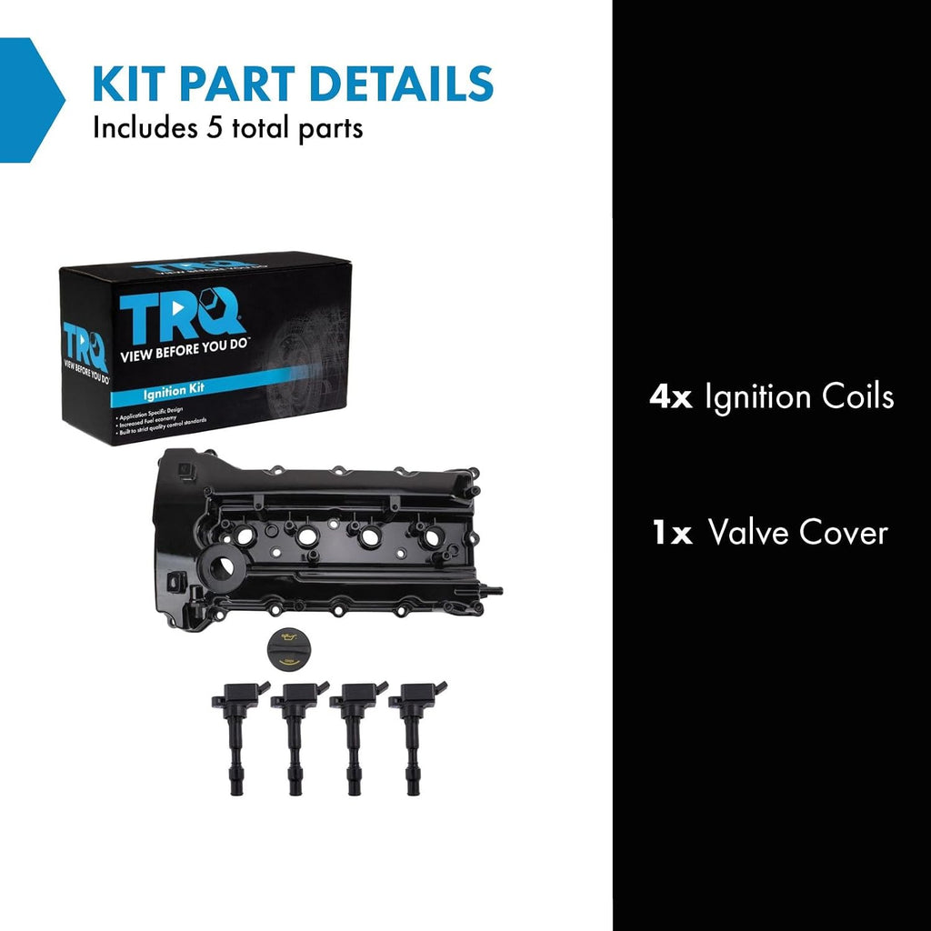 TRQ Ignition Coil Kit 4 Piece Compatible with 2015 Hyundai Sonata 2016 Kia Optima