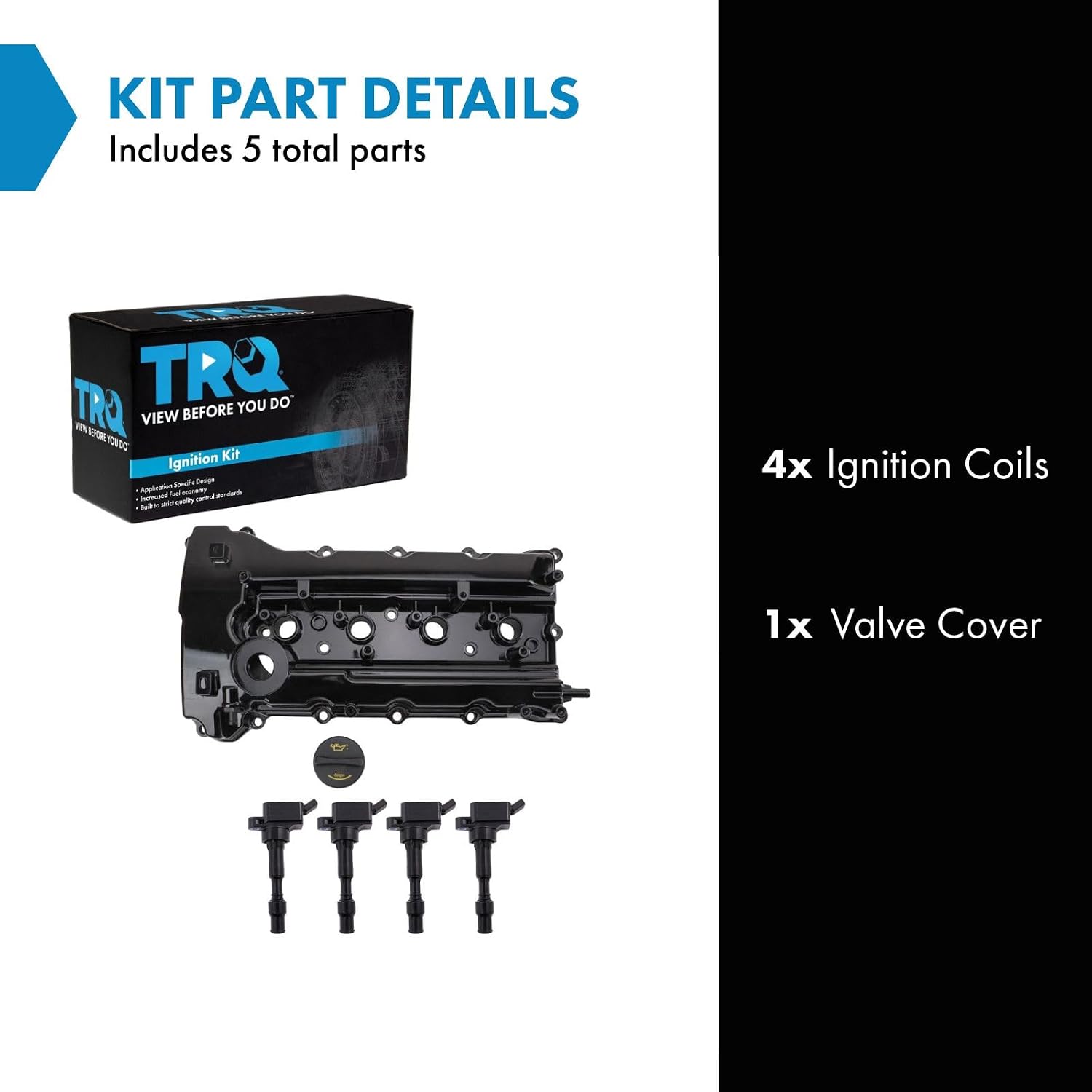 TRQ Ignition Coil Kit 4 Piece Compatible with 2015 Hyundai Sonata 2016 Kia Optima