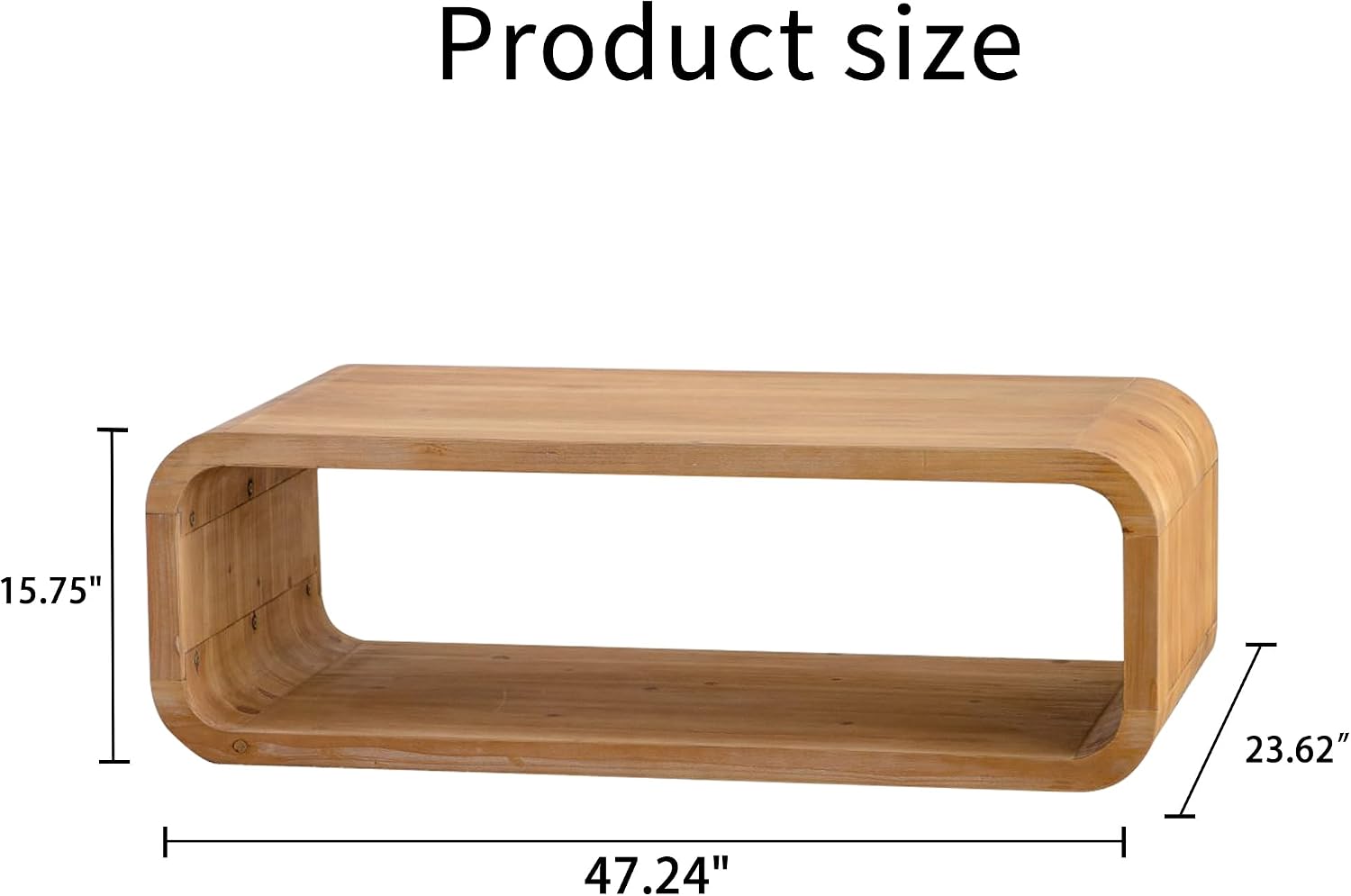 47.24' Rectangle Coffee Table for Living Room Curved Burl Wood Coffee Table Farmhouse Rustic Vintage Wooden Center Table for Apartment Oak