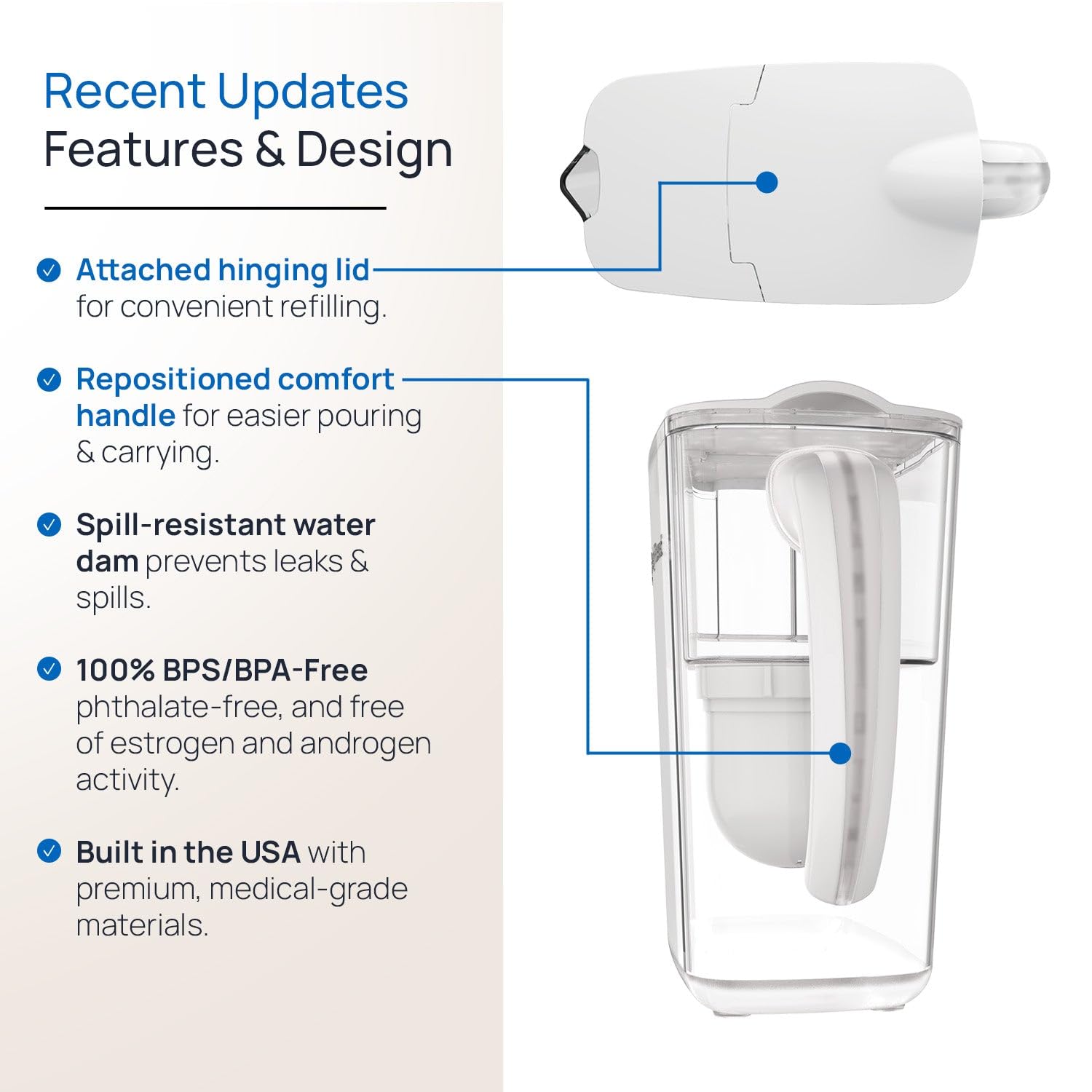 Clearly Filtered Filtered Water Pitcher - 80 Fl Oz, NSF Certified - Targets 365+ Contaminants - Fluoride, PFAS, Lead, Chlorine, Microplastics - BPA/BPS Free - 10 Cup Filter (Pitcher Includes 1 Filter)