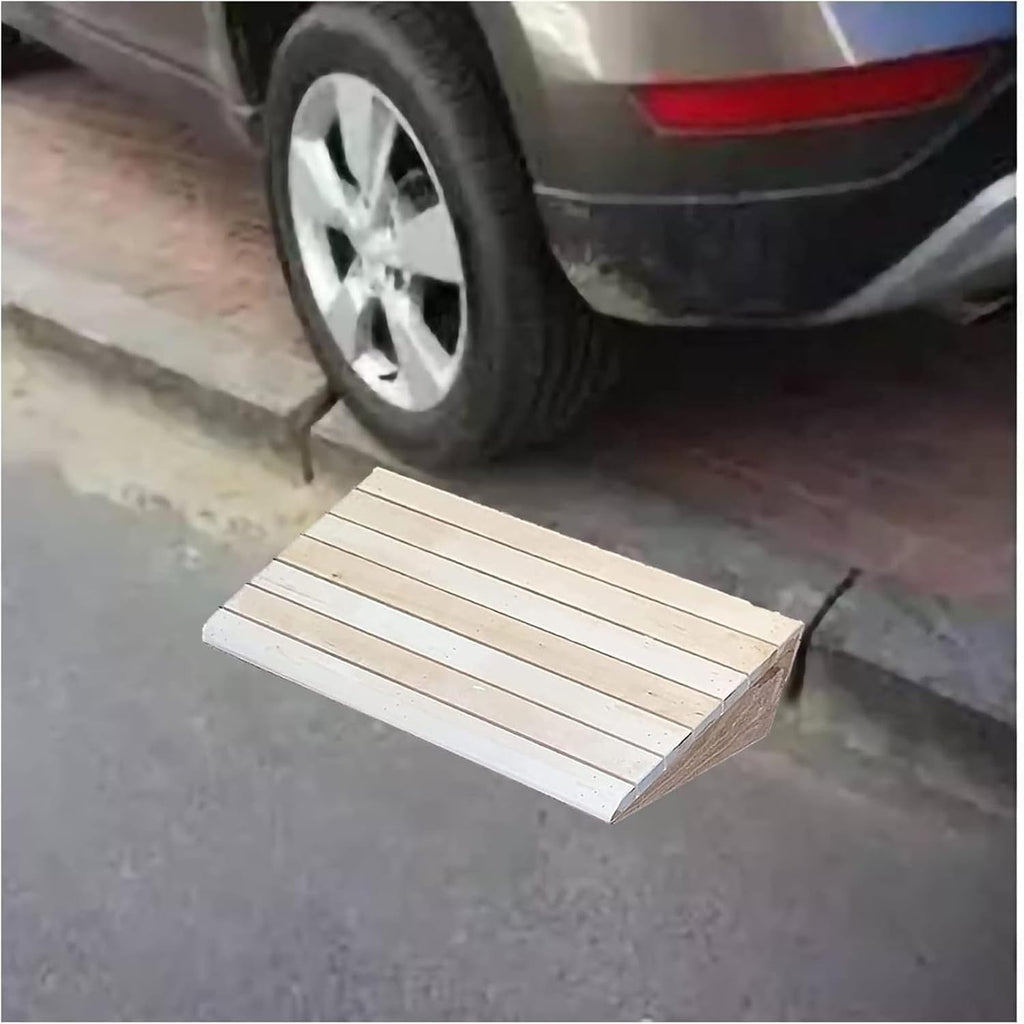 2-6 Inch Rise Wooden Threshold Ramps Entry Ramps Curb Ramp Wheel Chair Walkers Ramp, Portable Non-Slip Transition Ramp for Home Steps/Front Door/Yard/Doorways ( Size : 15.3x13.8x5.9in/38.8x35x15cm )