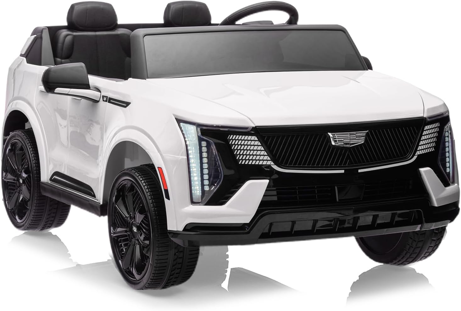 24V Ride On Car, Licensed Cadillac Battery Powered Electric Vehicle w/Remote Control, 2 Seater, 4-Wheel Shock Absorbers, Smooth Start, Music, LED Lights for Boys Girls