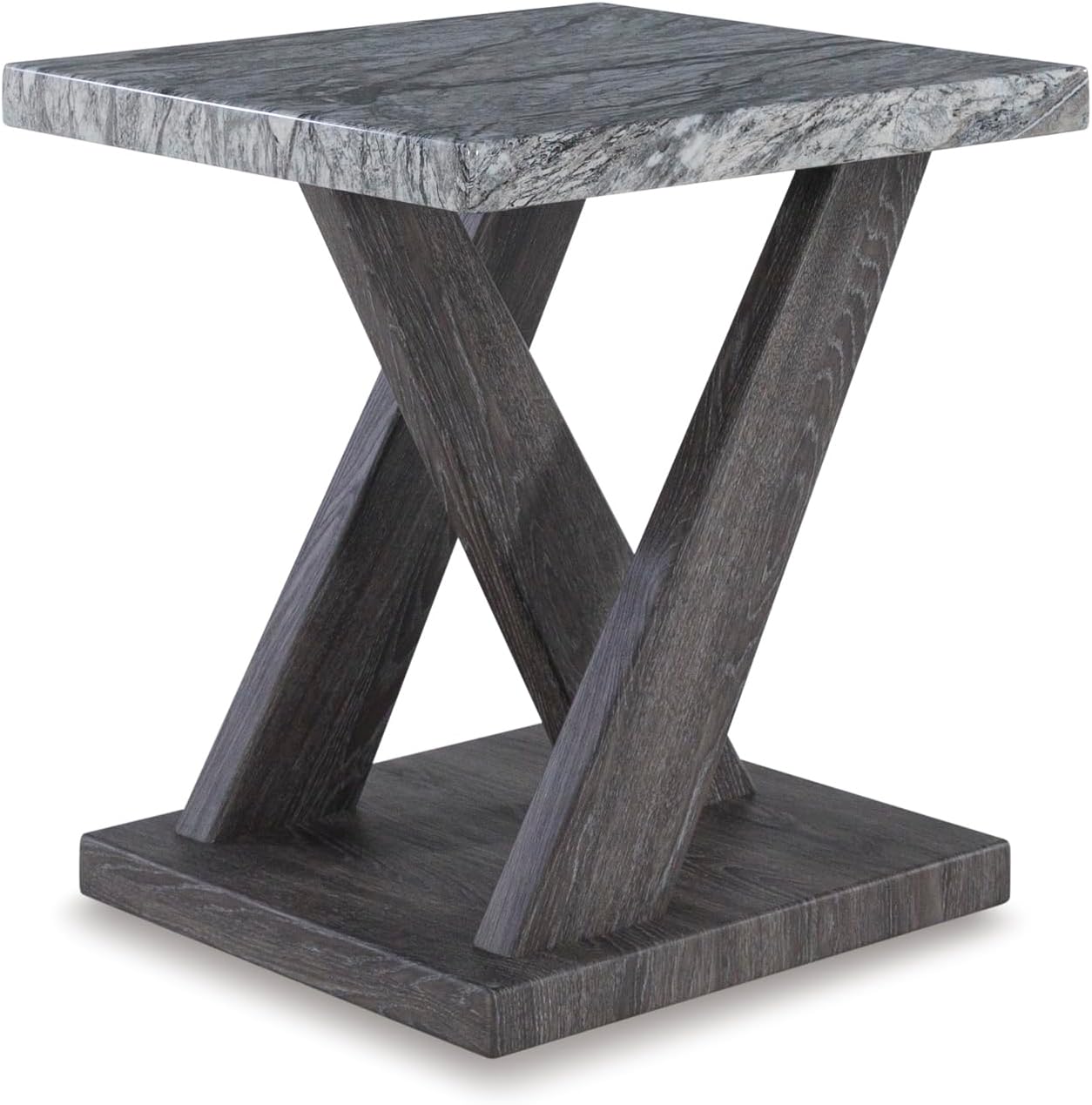 Signature Design by Ashley Bensonale Contemporary Occasional Table Set with Faux Marble Top and Casters, Set of 3, Gray & Dark Brown