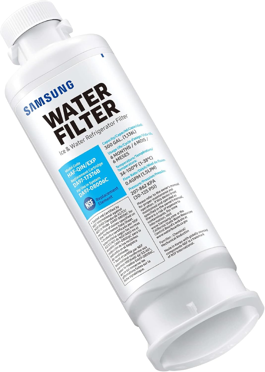 SAMSUNG Genuine Filters for Refrigerator Water and Ice, Carbon Block Filtration for Clean, Clear Drinking Water, HAF-QIN-3P, (Pack of 3)