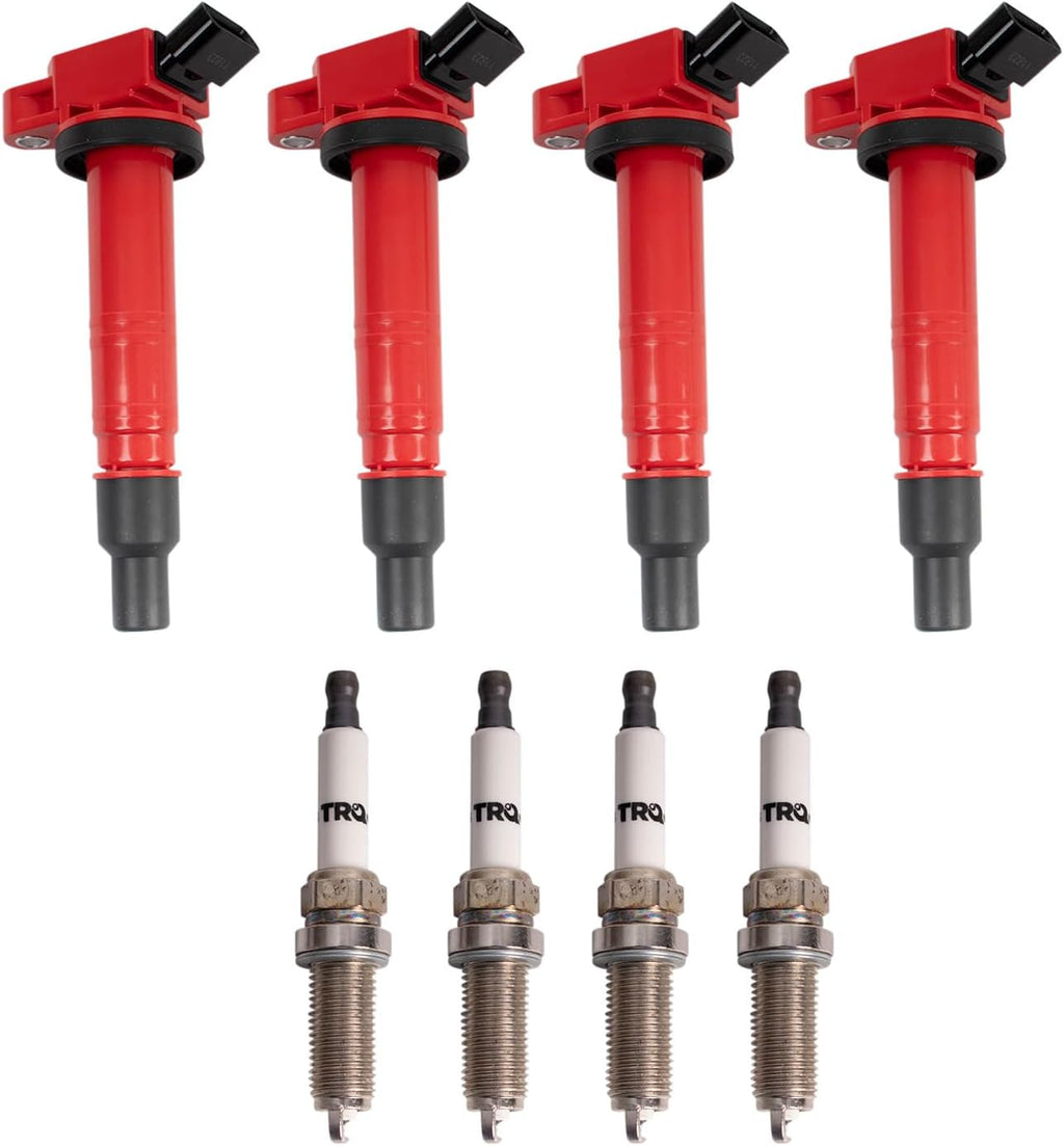 TRQ Ignition Coil and Spark Plug Kit 8 Piece Iridium Spark Plugs Compatible with 2013 Scion xB