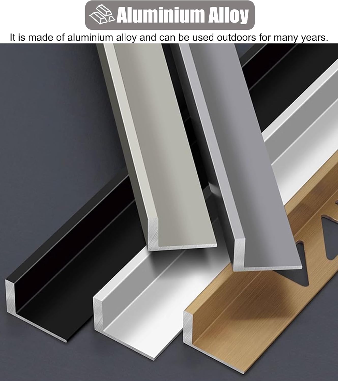 Floor Transition Strip 35 Inch Long Transition Edging Strip L-Shaped, 3-Pack Threshold Gaps Flap Cover for Wooden Flooring, 90° Floor Thresholds Transition Bar for D,Silver