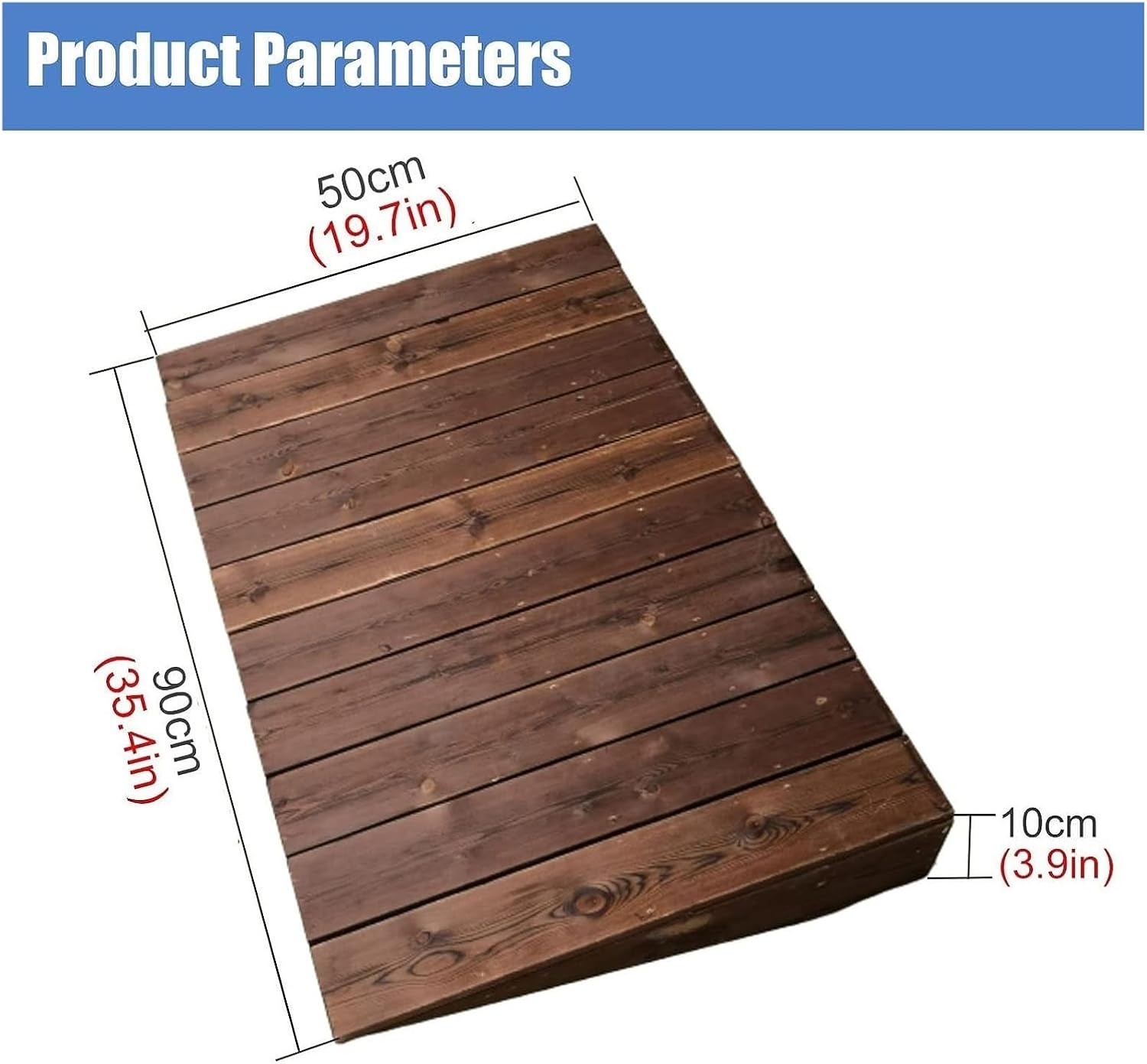 JIUYUEYA Threshold Ramp, Auxiliary Wood Threshold Ramps for Doorways, 4 5 6 7 8 10 Inch Rise Wheelchair Transition Ramp for Home/Front Door/Yard/Patio, Non Slip (Size : 90x50x10cm/35.4x19.7x4in