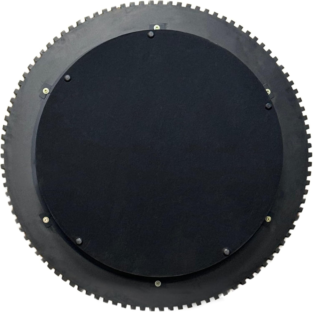 39' Round Coffee Table with Hidden Storage Compartment, Modern Handcraft Fluted Drum Coffee Table, Wooden Circle Center Table Cocktail Tea Table with Sturdy Pedestal for Living Room, Black