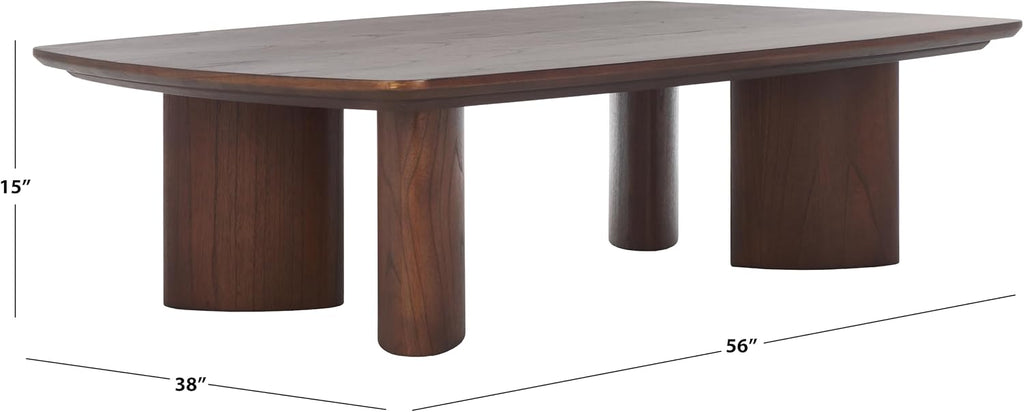 SAFAVIEH Couture Collection Barnard Walnut Rectangle Solid Wood Coffee Table