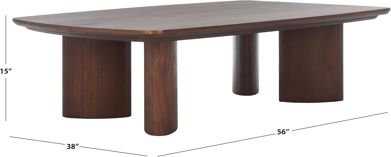 SAFAVIEH Couture Collection Barnard Walnut Rectangle Solid Wood Coffee Table