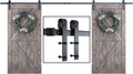 SMARTSTANDARD 13 FT Double Barn Door Hardware Kit, Sliding Door Track-Smoothly and Quietly -Includes Detailed Installation Fit 36'-40' Wide Door Panel(J Shape Hanger) Black