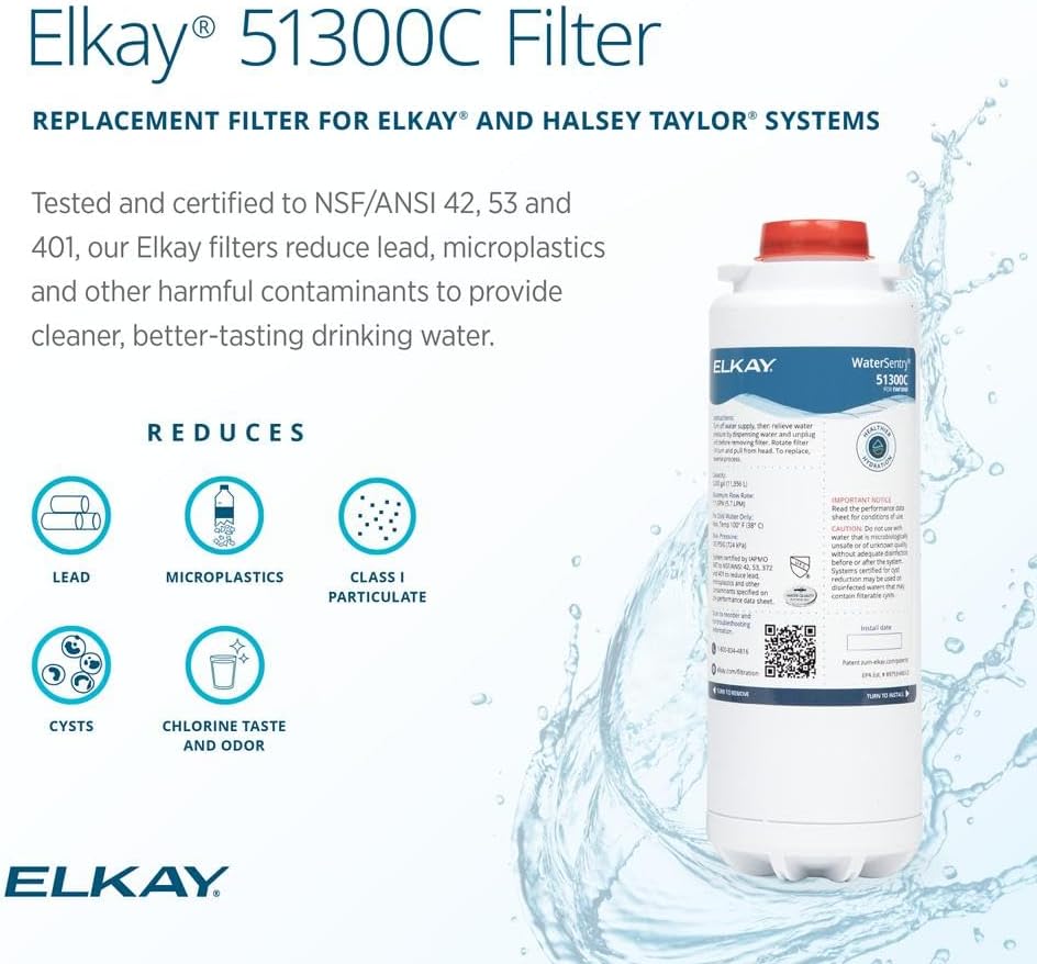 Elkay WaterSentry Lead, Microplastics NSF/ANSI Certified Filter 12-Pack Bottle Fillers 51300C_12PK - 1 Each
